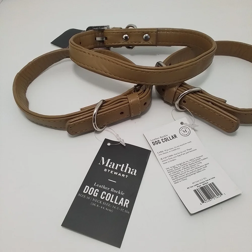 NEW Martha Stewart Faux Leather Dog Collar Sz Med